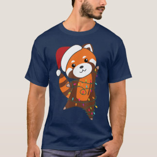 Red Panda Christmas Christmas Animals Fairy Lights T-Shirt