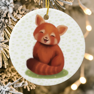 Red Panda Christmas Keepsake, Cute Wildlife Ceramic Ornament