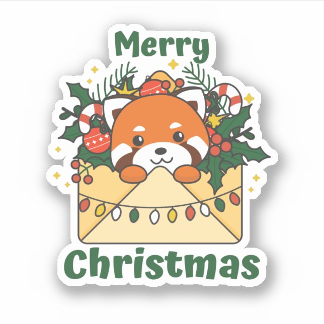Red Panda Christmas Letter Winter Animals Pandas (Front)