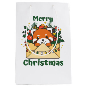 Red Panda Christmas Letter Winter Animals Pandas Medium Gift Bag