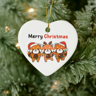 Red Panda Christmas Red Pandas Merry Christmas Cer Ceramic Ornament