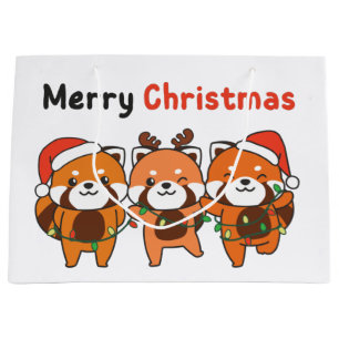 Red Panda Christmas Red Pandas Merry Christmas Large Gift Bag