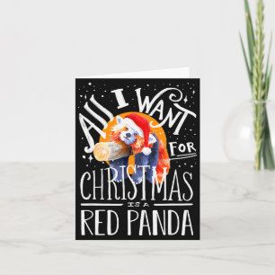 Red Panda Christmas Santa Hat Xmas Red Panda Lover Card