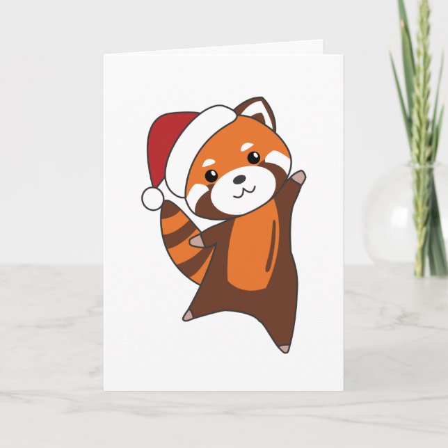 Red Panda Christmas Snow Winter Animals Pandas Adu Holiday Card (Front)
