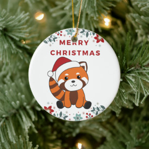 Red Panda Christmas Snow Winter Animals Pandas Cer Ceramic Ornament