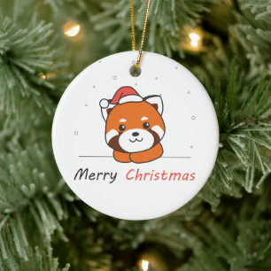 Red Panda Christmas Snow Winter Animals Pandas Ceramic Ornament