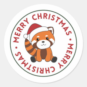 Red Panda Christmas Snow Winter Animals Pandas Cla Classic Round Sticker