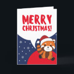 Red Panda Christmas Snow Winter Animals Pandas Hol Holiday Card<br><div class="desc">The red panda to softness with fair lights. Funny animals with gifts and snow to the holidays. Also funny for Christmas in July. Red Pandas are sweet animals and perfect for Christmas.</div>