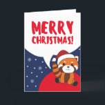 Red Panda Christmas Snow Winter Animals Pandas Hol Holiday Card<br><div class="desc">The red panda to softness with fair lights. Funny animals with gifts and snow to the holidays. Also funny for Christmas in July. Red Pandas are sweet animals and perfect for Christmas.</div>