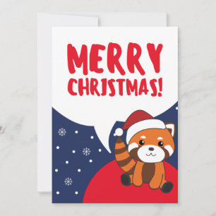 Red Panda Christmas Snow Winter Animals Pandas Hol Holiday Card