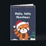 Red Panda Christmas Snow Winter Animals Pandas Hol Holiday Card<br><div class="desc">The red panda to softness with fair lights. Funny animals with gifts and snow to the holidays. Also funny for Christmas in July. Red Pandas are sweet animals and perfect for Christmas.</div>