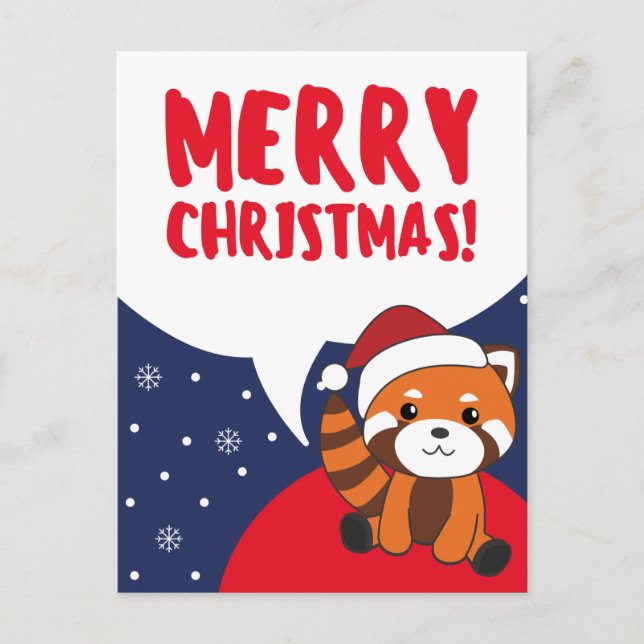 Red Panda Christmas Snow Winter Animals Pandas Hol Holiday Postcard (Front)