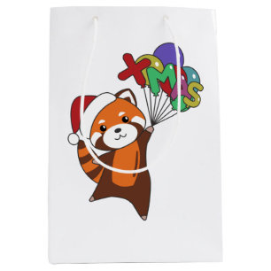 Red Panda Christmas Snow Winter Animals Pandas Medium Gift Bag