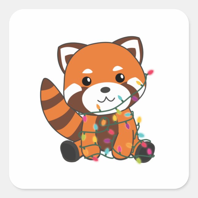 Red Panda Christmas Snow Winter Animals Pandas Square Sticker (Front)