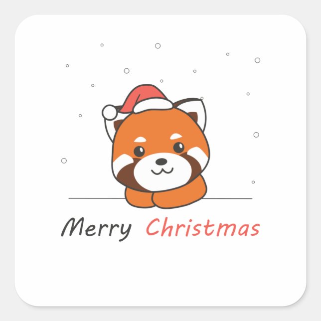 Red Panda Christmas Snow Winter Animals Pandas Square Sticker (Front)