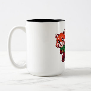 Red Panda Christmas Stocking Two-Tone Coffee Mug