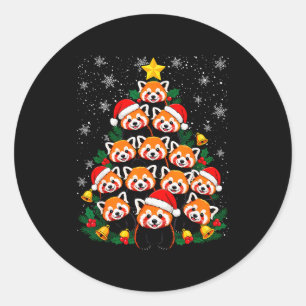 Red Panda Christmas Tree Funny Animal Classic Round Sticker