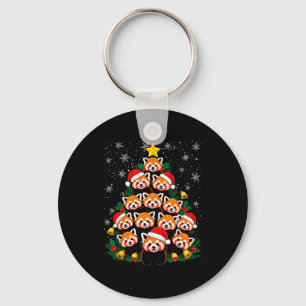 Red Panda Christmas Tree Funny Animal Keychain