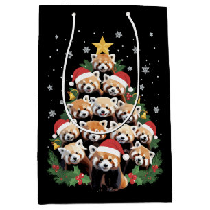 Red Panda Christmas Tree Funny Animal Medium Gift Bag