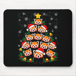 Red Panda Christmas Tree Funny Animal Mouse Pad
