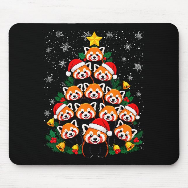 Red Panda Christmas Tree Funny Animal  Mouse Pad (Front)