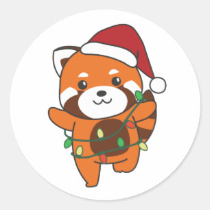 Red Panda Christmas Winter Animals Red Pandas Clas Classic Round Sticker