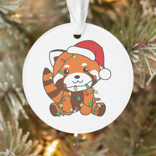 Red Panda Christmas Winter Animals Red Pandas Ornament (Tree)