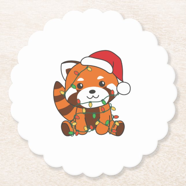 Red Panda Christmas Winter Animals Red Pandas Paper Coaster (Front)