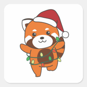 Red Panda Christmas Winter Animals Red Pandas Squa Square Sticker