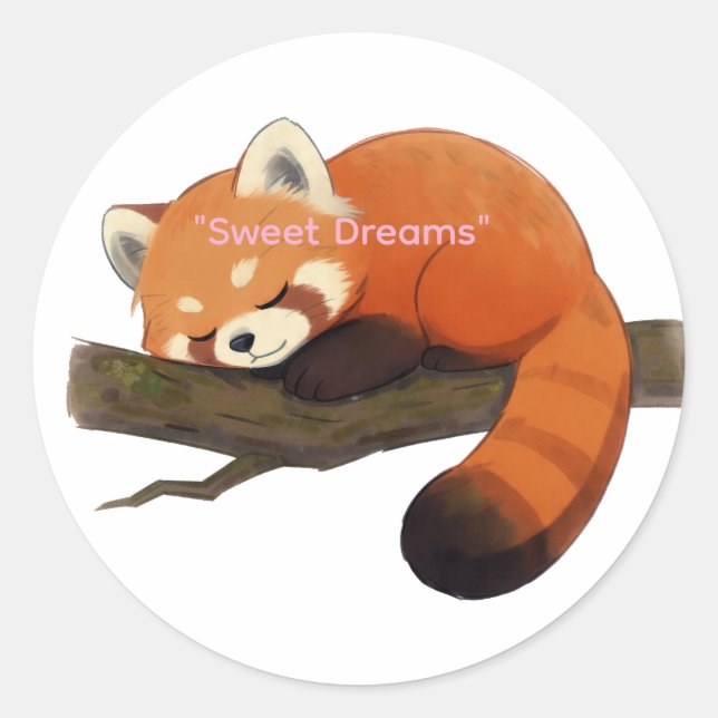 Red panda  classic round sticker (Front)