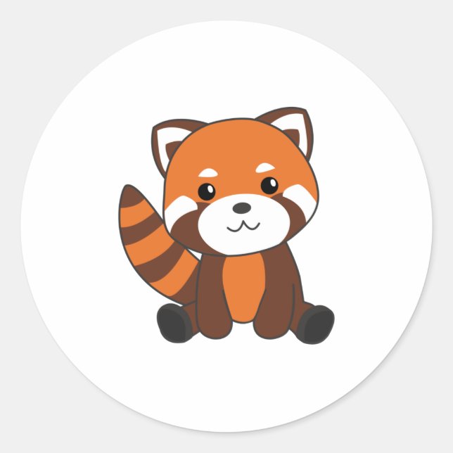 Red Panda Cute Animals For Kids Kawaii Classic Round Sticker (Front)