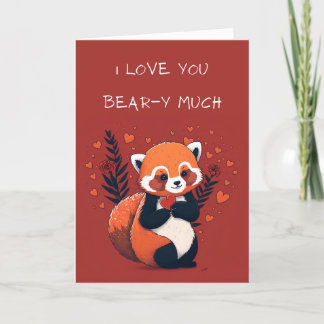 Red Panda Cute Illustrated Valentine's Day Card