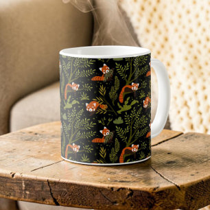 Red Panda Dark Botanical Moody Woodland Coffee Mug
