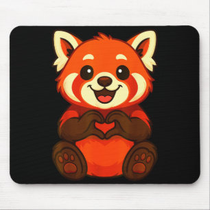 Red Panda Doing Heart With Hands Valentines Day Mouse Pad