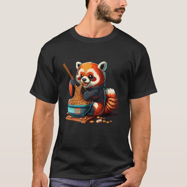 Red Panda Eat Ra Otaku Japanese T-Shirt (Front)