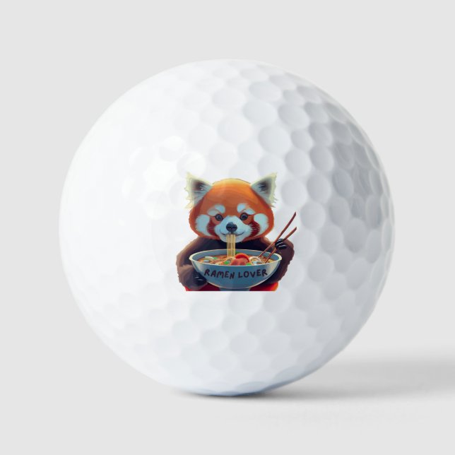 Red panda eating a bowl of ramen golf balls (Front)