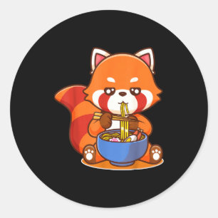 Red Panda Eating Ramen Japanese Soup Zoo Animal Zo Classic Round Sticker