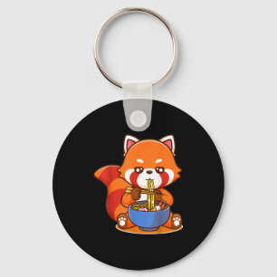Red Panda Eating Ramen Japanese Soup Zoo Animal Zo Keychain