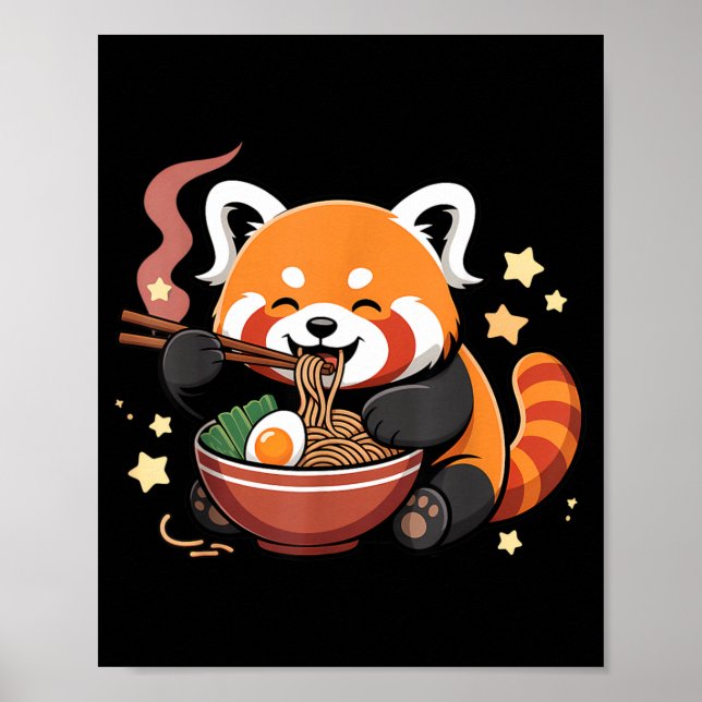 Red Panda Eating Ramen Noodles Poster (Front)
