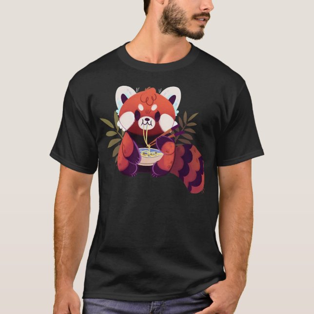 Red Panda Eating Ramen T-Shirt (Front)
