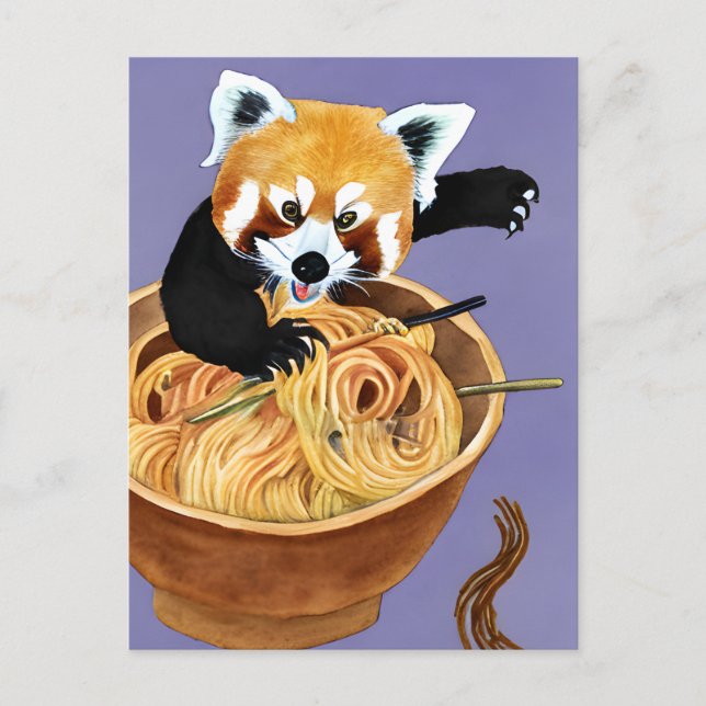 Red Panda Eating Spaghetti  Postcard (Front)