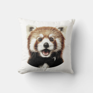 Red panda face throw pillow