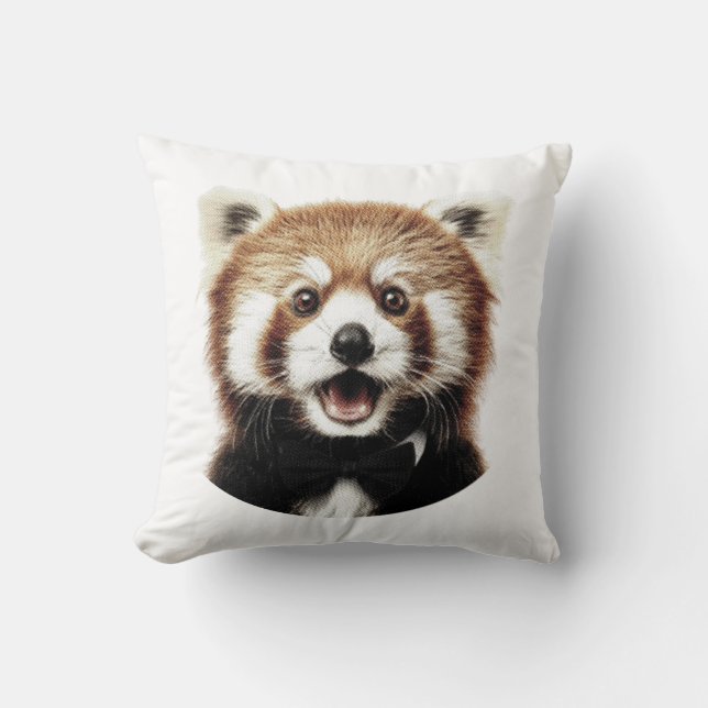 Red panda face throw pillow (Front)