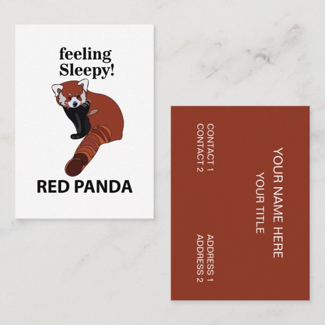 Red Panda Feeling Sleepy Funny Red Panda Business Card (Front/Back)