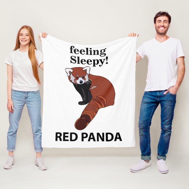 Red Panda Feeling Sleepy Funny Red Panda Fleece Blanket (In Situ)