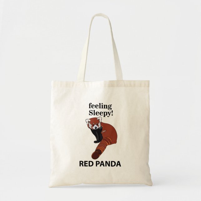 Red Panda Feeling Sleepy Funny Red Panda Tote Bag (Front)