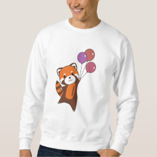 Red Panda Flies Balloons Cute Animals For Kids Sweatshirt