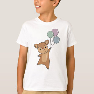 Red Panda Flies Balloons Cute Animals For Kids T-Shirt