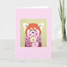 Red Panda Flowers Greeting Card