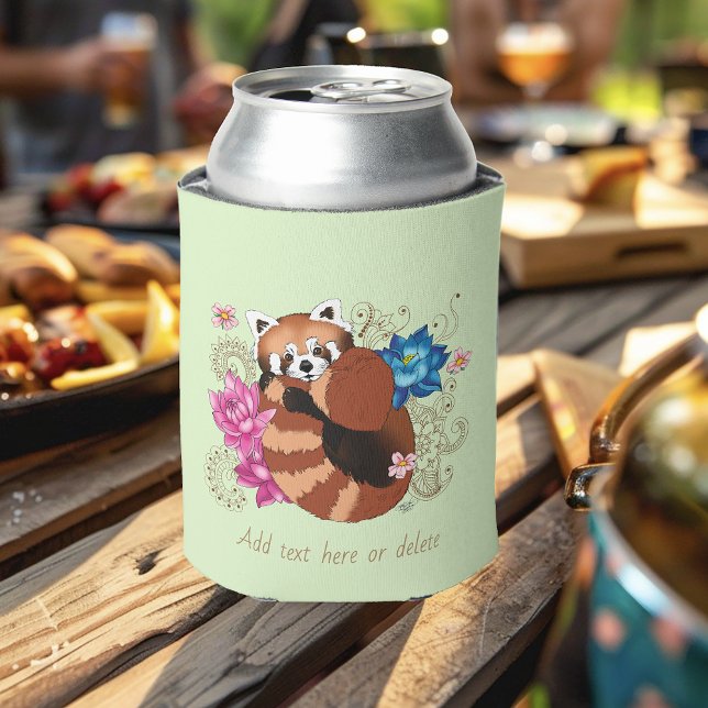 Red Panda Flowers Henna Can Cooler (Creator Uploaded)